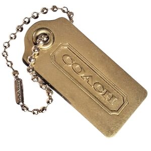 🌟 2.25" Coach Gold Tone Brass Metal Hangtag Bag Fob Charm Keychain ULTRA RARE